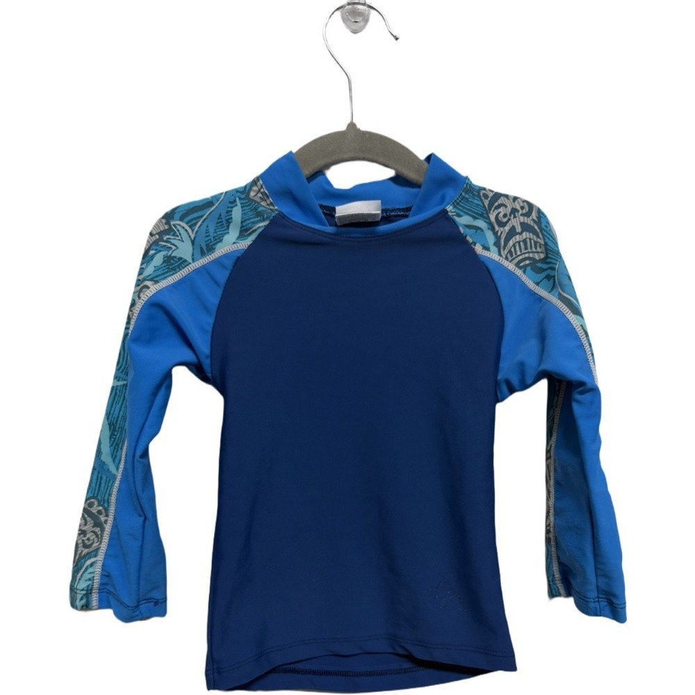 Tuga Sunwear Boys Rash Guard Blue Tribal Print UPF 50+ Swim Shirt 12-18M